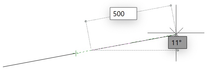 破線が表示されていることを確認して、500 と入力