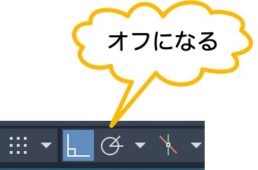 直交モードをオンにすると、極トラッキングがオフになる