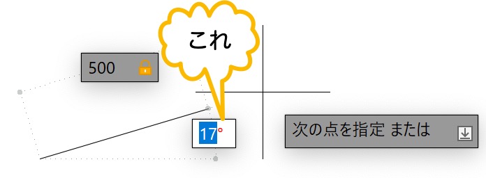 角度を入力する欄がアクティブになる