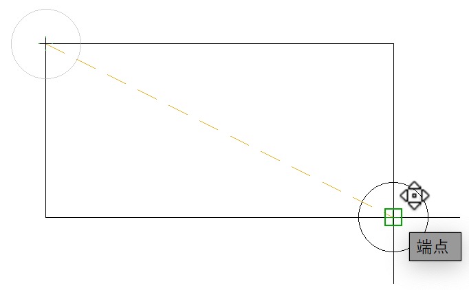 長方形の右下の端点をクリック