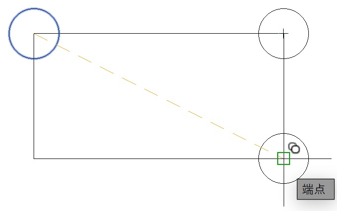 長方形の右下の端点をクリック